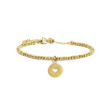 MARLÙ Bracciale ematite cromata pvd oro con pendente Sei speciale