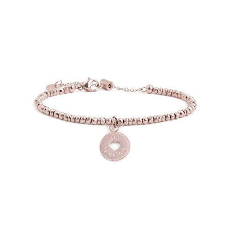 MARLÙ Bracciale ematite cromata pvd rosa con pendente Sei speciale