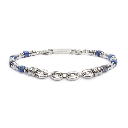 MARLÙ Bracciale Sodalite e catena maglia Marina in acciaio