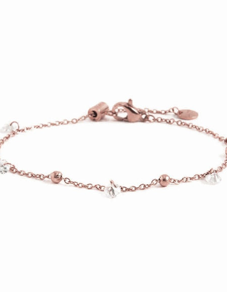 MARLÙ Bracciale con zirconi e sfere in acciaio rosè