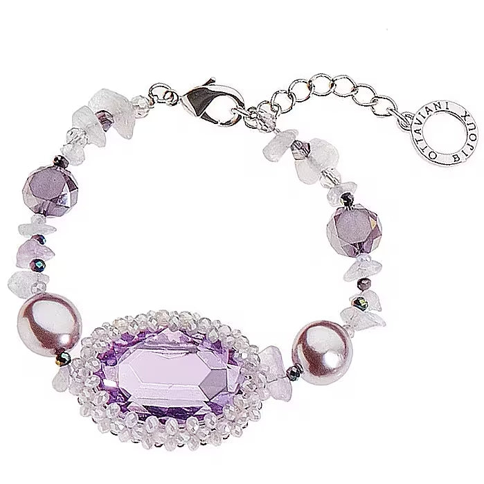 OTTAVIANI Bracciale Moda con Cristalli Viola e Perle