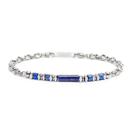 MARLÙ Bracciale con rondelle in Lapis e catena maglia Marine