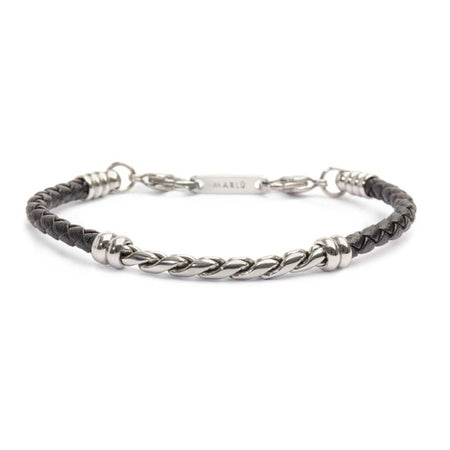 MARLÙ Bracciale in pelle sintetica con catena Twisted