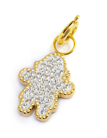 MARLÙ Pendente Charm Bimba cristalli in acciaio dorato