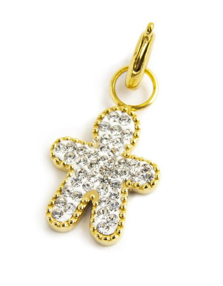 MARLÙ Pendente Charm Bimbo cristalli in acciaio dorato