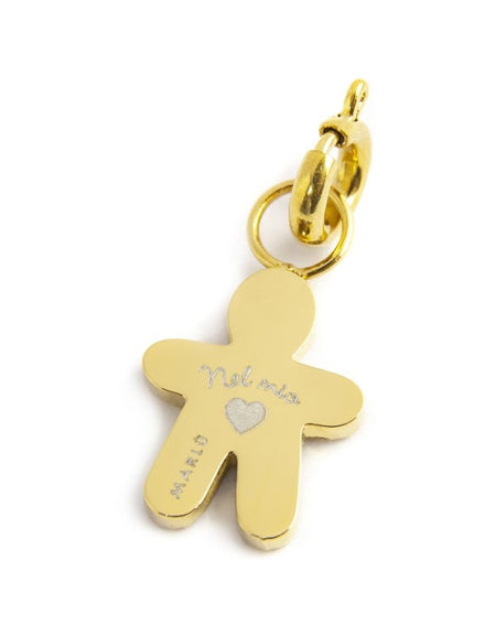 MARLÙ Pendente Charm Bimbo cuore smalto azzurro in acciaio dorato