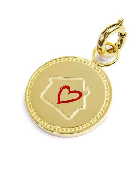 MARLÙ Pendente Charm tondo Casa in acciaio dorato