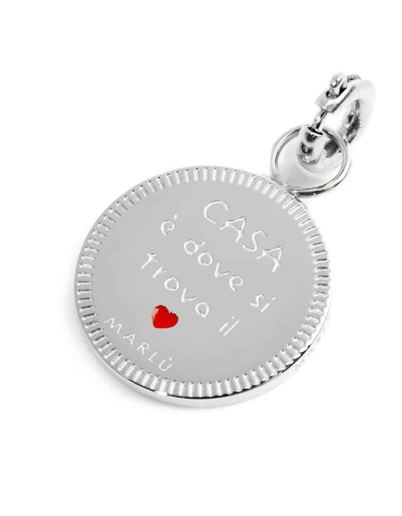 MARLÙ Pendente Charm tondo Casa in acciaio