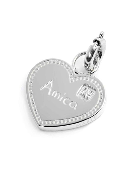 MARLÙ Pendente Charm Cuore Amica con zircone in acciaio