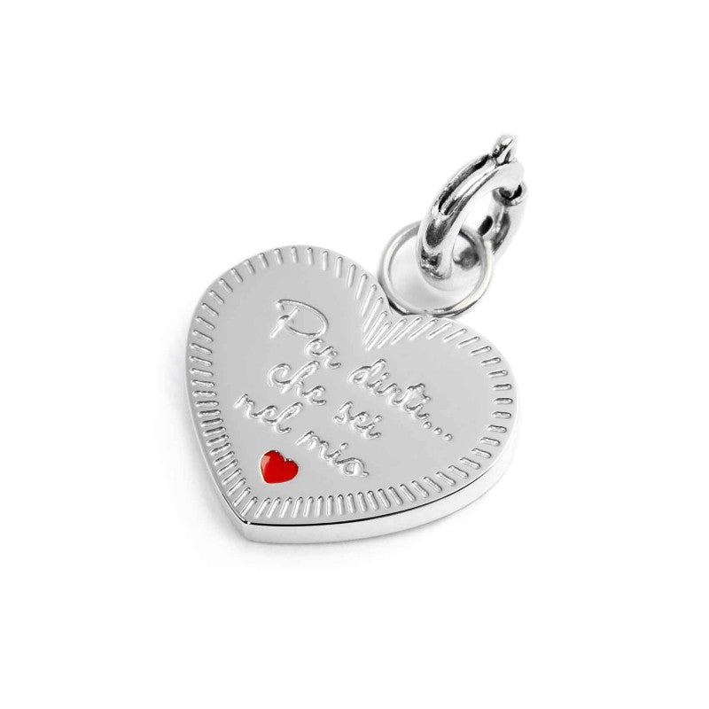 MARLÙ Pendente Charm Cuore con zircone in acciaio