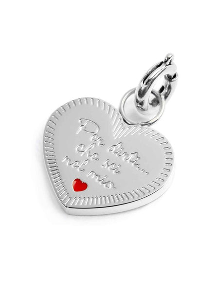 MARLÙ Pendente Charm Cuore con zircone in acciaio