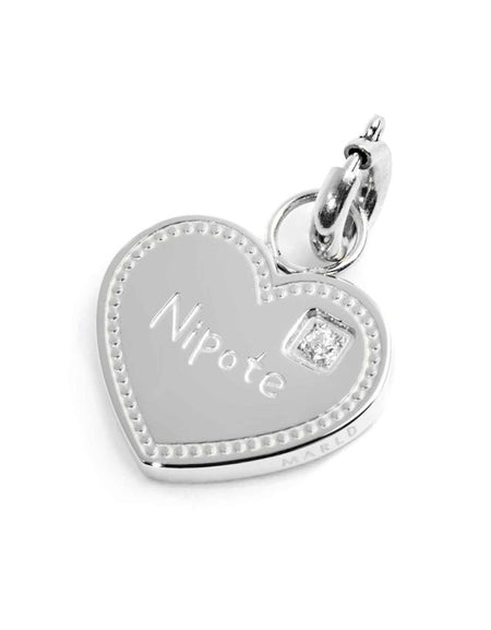 MARLÙ Pendente Charm Cuore Sorella con zircone in acciaio