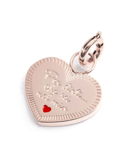 MARLÙ Pendente Charm Cuore Nonna con zircone in acciaio pvd rosè