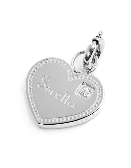 MARLÙ Pendente Charm Cuore Sorella con zircone in acciaio