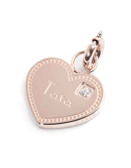 MARLÙ Pendente Charm Cuore Tata con zircone in acciaio pvd rosè
