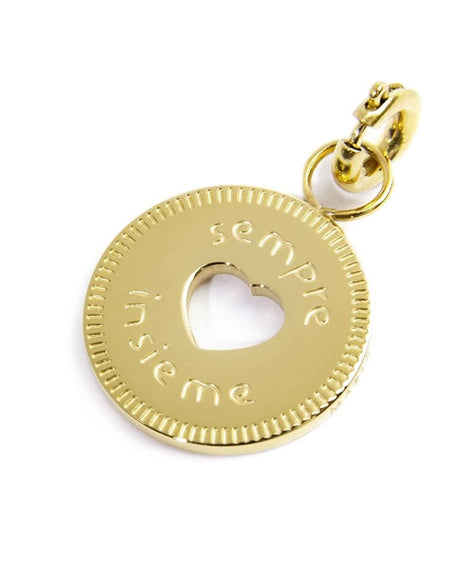 MARLÙ Pendente Charm tondo Sempre insieme in acciaio dorato