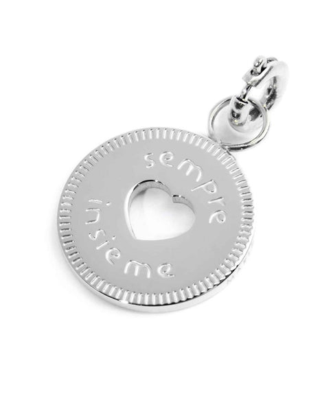 MARLÙ Pendente Charm tondo Sempre insieme in acciaio