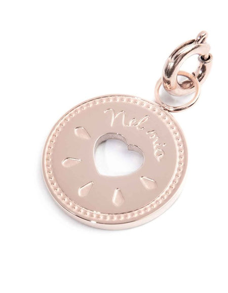 MARLÙ Pendente Charm tondo Sempre insieme in acciaio rosè