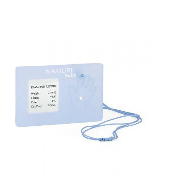 NAMURI BABY Cofanetto Blister Ciondolo Manina Azzurro con Diamante 0.03ct