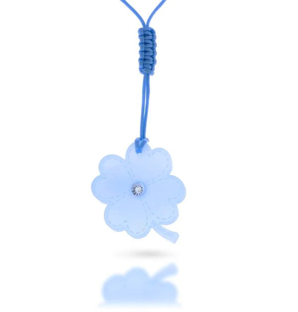 NAMURI BABY Cofanetto Blister Ciondolo Quadrifoglio Azzurro con Diamante 0.03ct