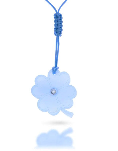 NAMURI BABY Cofanetto Blister Ciondolo Quadrifoglio Azzurro con Diamante 0.03ct