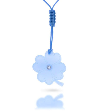NAMURI BABY Cofanetto Blister Ciondolo Quadrifoglio Azzurro con Diamante 0.03ct