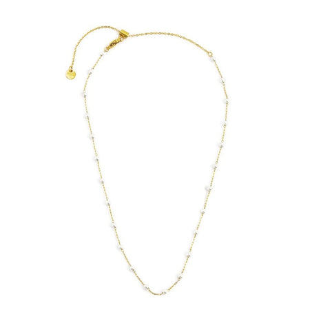 MARLÙ Collana a catena con perle 3.3mm in acciaio dorato