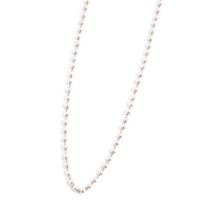 MARLÙ Collana di perle 3.3mm in acciaio rosè