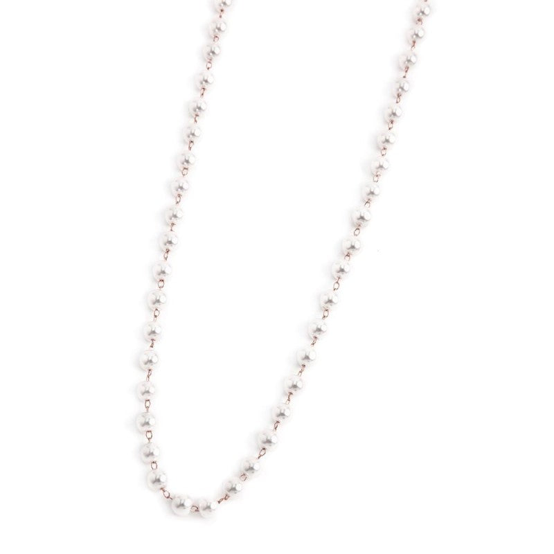 MARLÙ Collana di perle 4.3mm in acciaio rosè