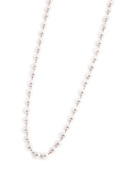 MARLÙ Collana di perle 4.3mm in acciaio rosè