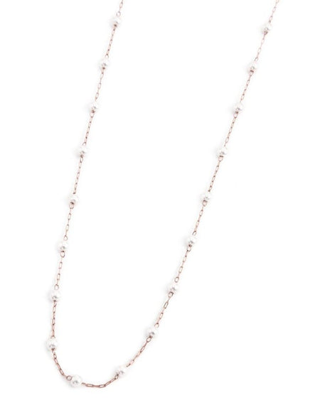 MARLÙ Collana a catena con perle 3.3mm in acciaio rosè
