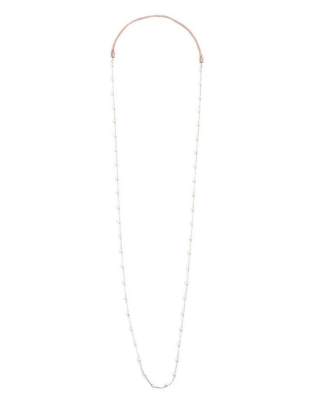 MARLÙ Collana lunga a catena con perle in acciaio rosè