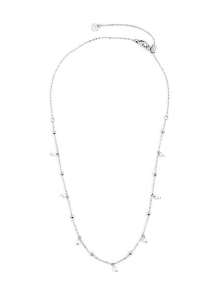 MARLÙ Collana con perle e sfere alternate in acciaio