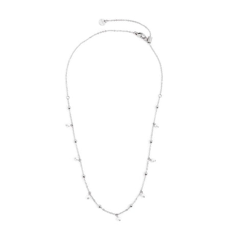 MARLÙ Collana con perle e sfere alternate in acciaio