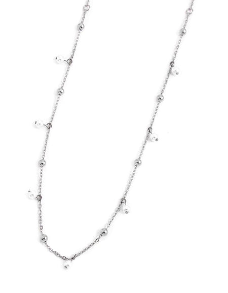 MARLÙ Collana con perle e sfere alternate in acciaio