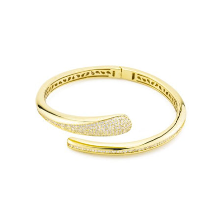 BOCCADAMO Bracciale Rigido Contrariè Gocce Dorato con Pavè di Zirconi