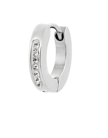 MARLÙ Monorecchino a cerchio 11mm con cristalli bianchi in acciaio