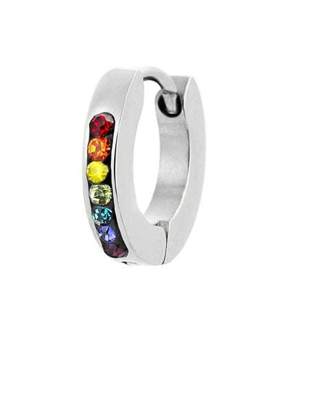 MARLÙ Monorecchino a cerchio 11mm con cristalli multicolor in acciaio