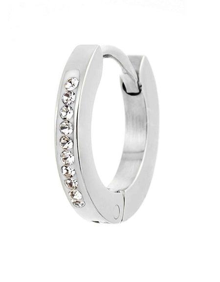 MARLÙ Monorecchino a cerchio 14mm con cristalli bianchi in acciaio