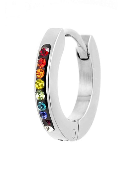 MARLÙ Monorecchino a cerchio 14mm con cristalli multicolor in acciaio