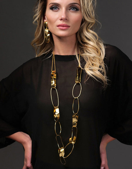 OTTAVIANI Collana Moda Lunga Dorata con Elementi Torchon