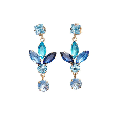 OTTAVIANI Orecchini pendenti Moda dorati con Cristalli Blu, Light Blu e Celesti