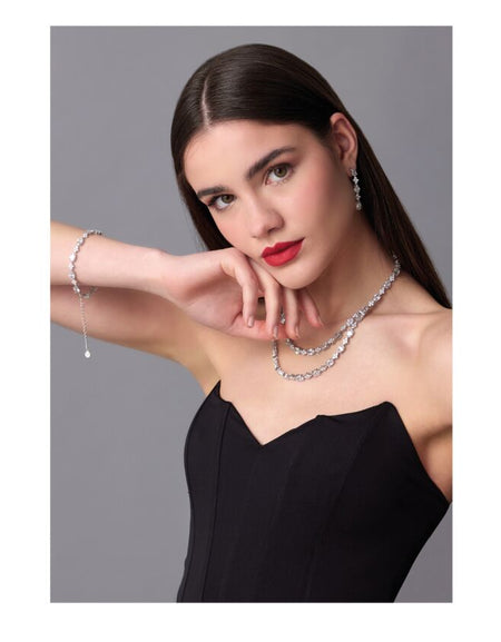 OTTAVIAN Bracciale Elegance con Zirconi Bianchi Taglio Ovale e Rotondo