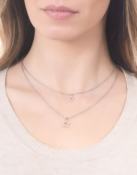 BOCCADAMO MYA Collana Doppio Filo Stelle Rosè