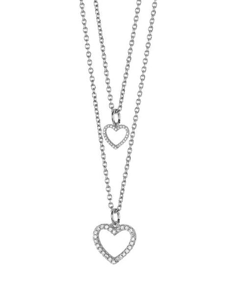 BOCCADAMO MYA Collana Doppio Filo Cuori Rodio