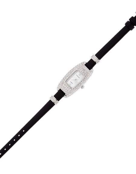 OTTAVIANI Orologio Donna Solo Tempo Cristalli e Pelle Nera