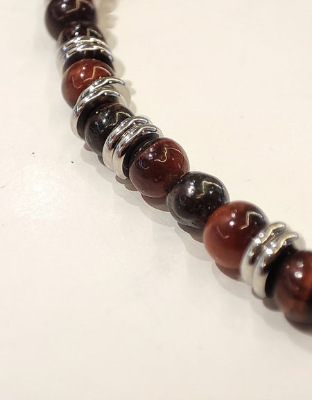 Bracciale Uomo BOCCADAMO MAN in acciaio rodiato con Sfere in Occhio di Tigre