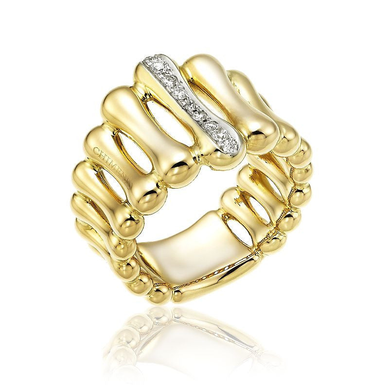 Anello Donna CHIMENTO BAMBOO OVER in Oro Giallo e Bianco 18k con Diamanti