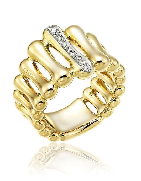 Anello Donna CHIMENTO BAMBOO OVER in Oro Giallo e Bianco 18kt con Diamanti
