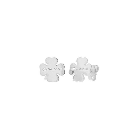 Orecchini Donna SALVINI coll: Minimal Pop Quadrifoglio in Oro Bianco 9kt e Diamanti